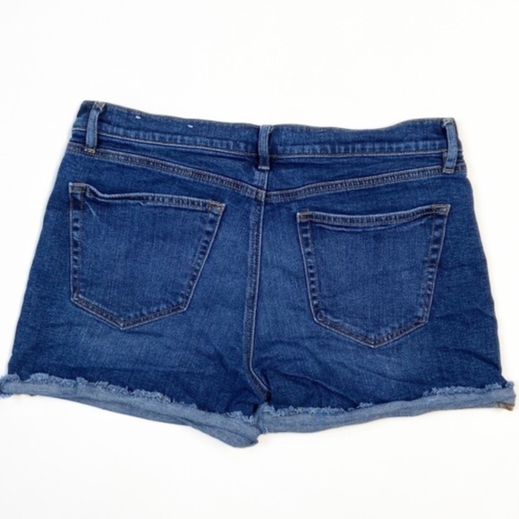 Loft High Rise Shortie Raw Hem Rolled 4 inch inseam denim jean shorts - Picture 2 of 15